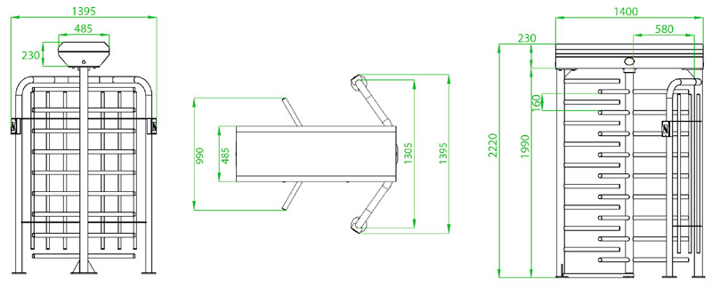 Габариты турникета FHT2300